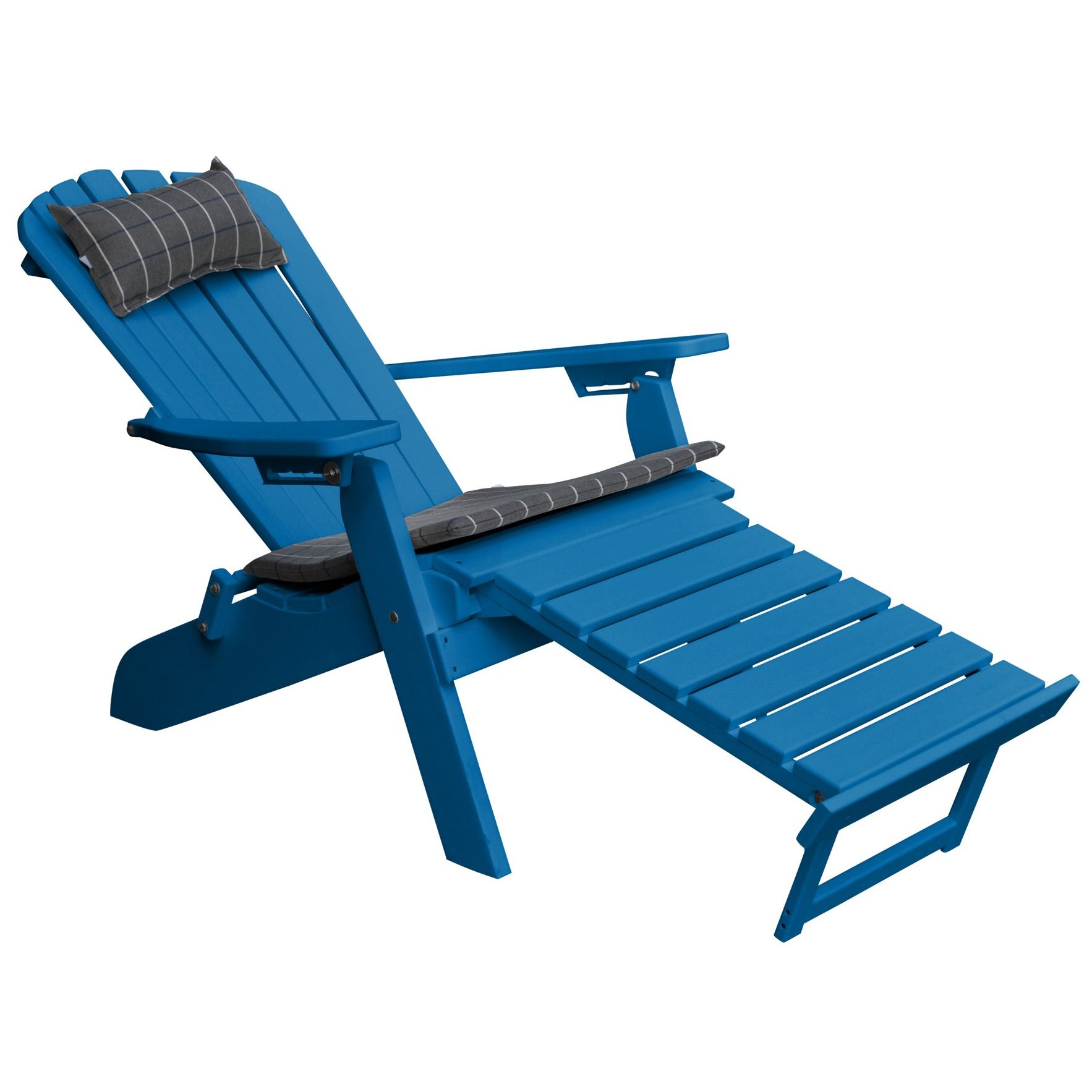 A&L Furniture Poly Lumber Folding & Reclining Fanback Adirondack Chair with Pullout Ottoman