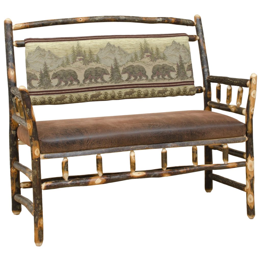 Rustic Hickory Deacon Bench