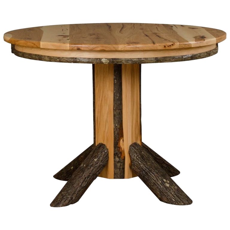 Rustic Hickory Single Pedestal Table