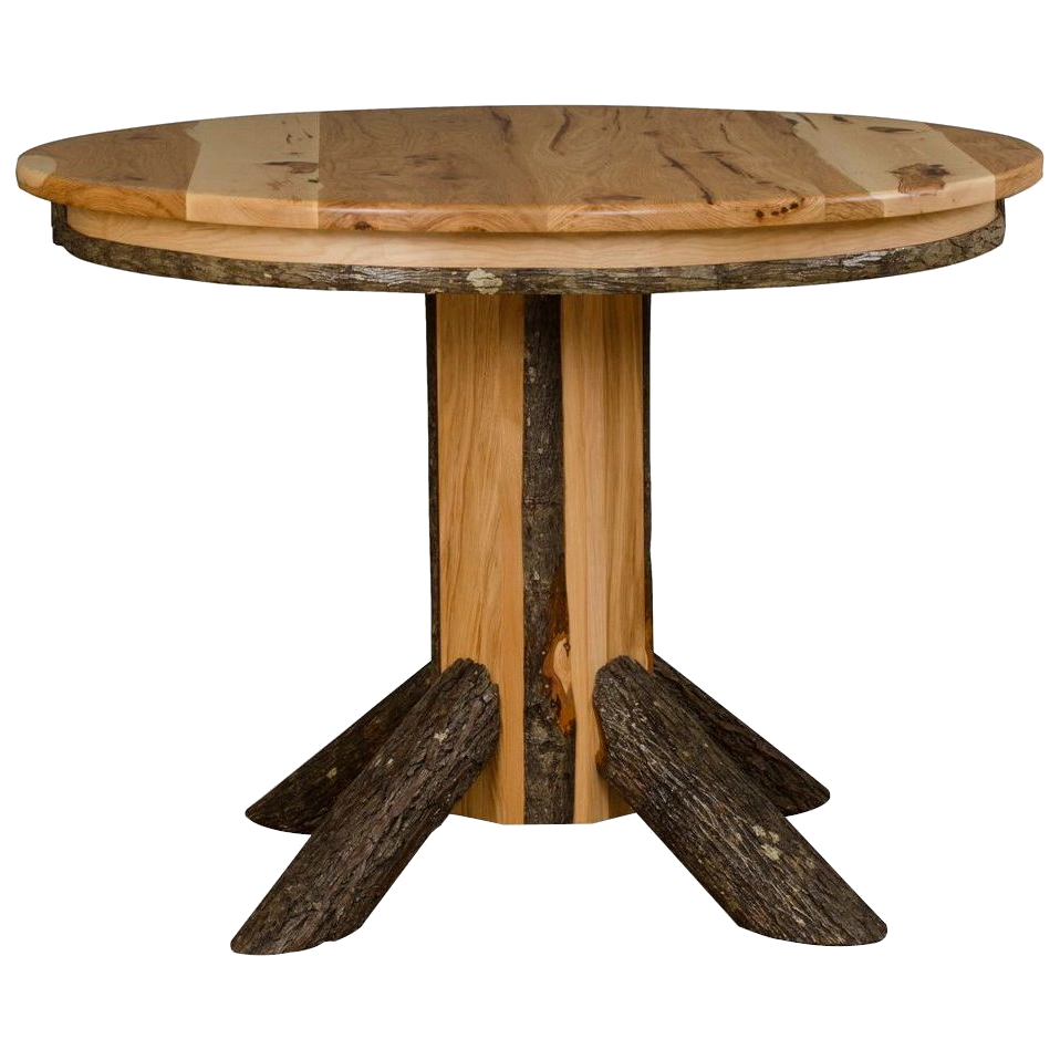 Rustic Hickory Single Pedestal Table