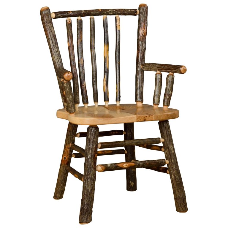 Rustic Hickory Stick-Back Arm Chairs - Set of 2