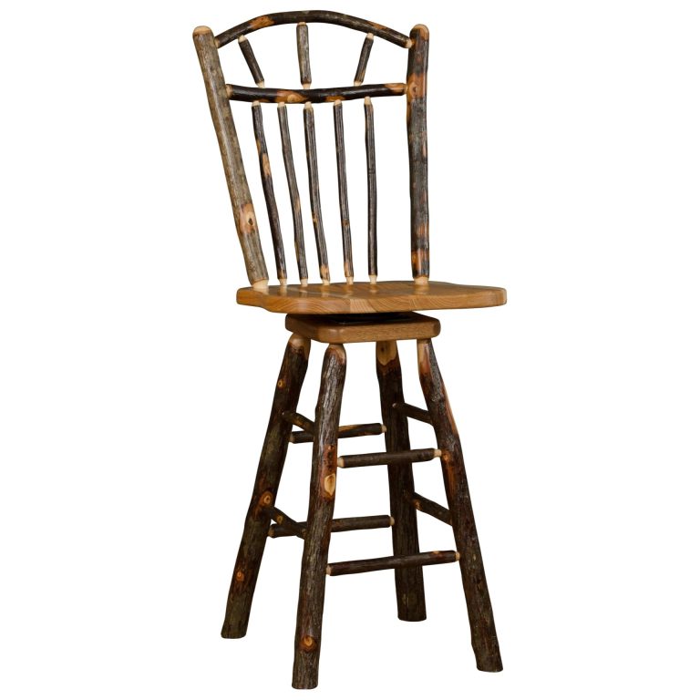 Rustic Hickory Wagon Wheel Swivel Stool