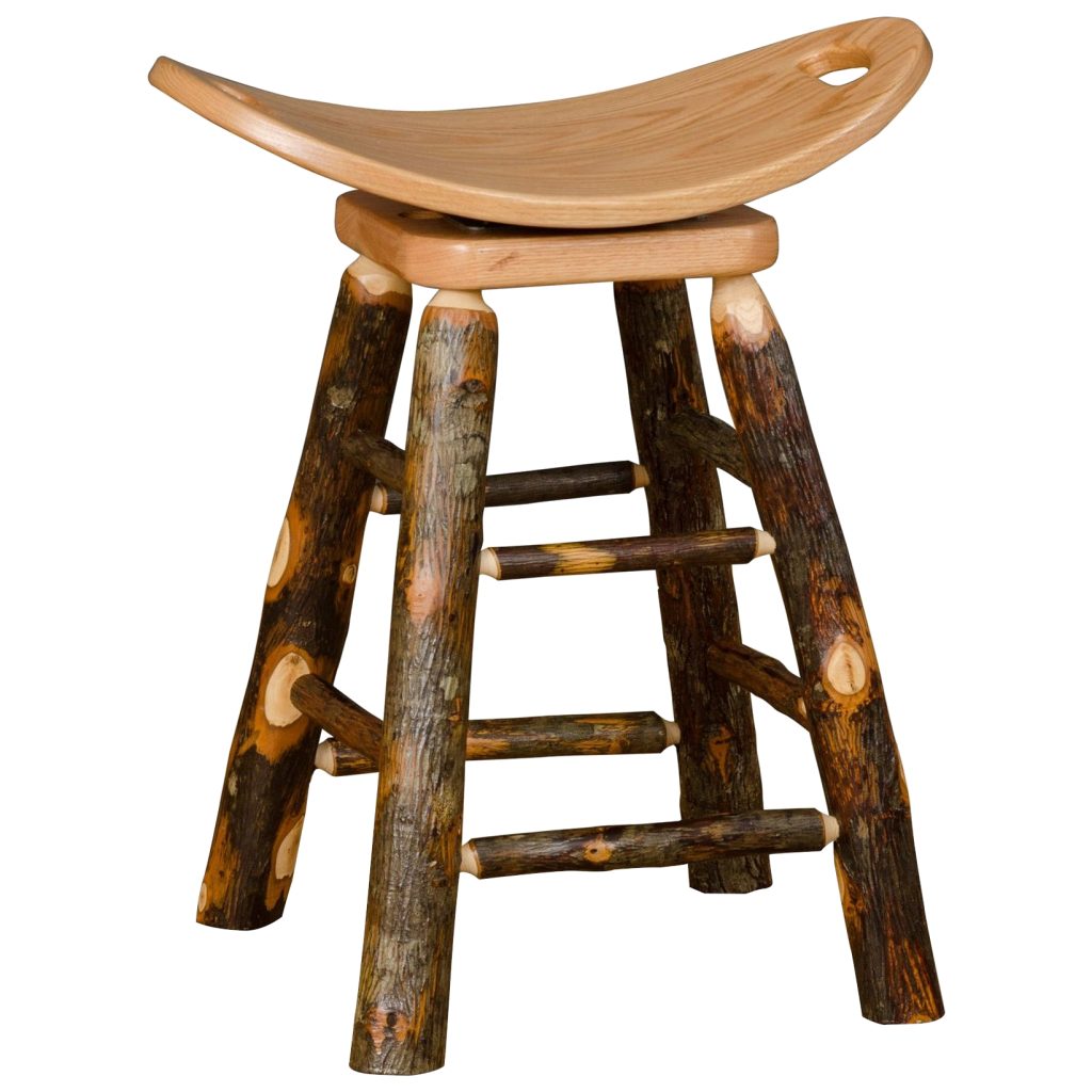Rustic Hickory Swivel Saddle Stool