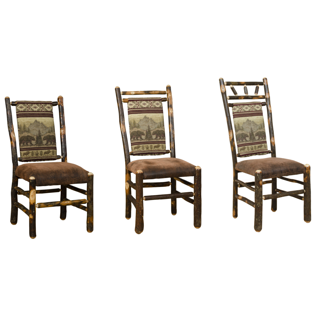 Rustic Hickory Upholstered Dining Chairs - Set of 2