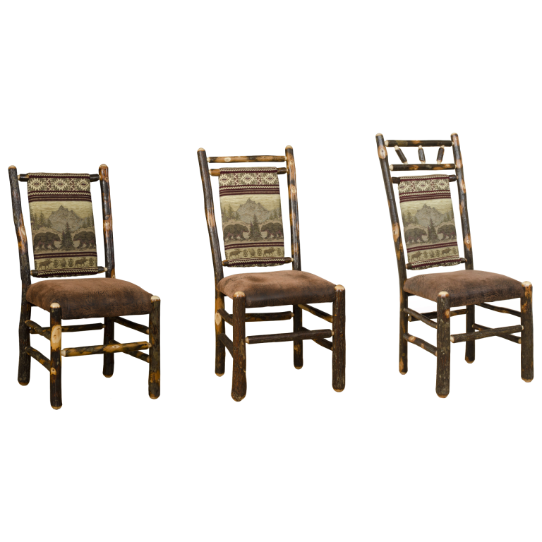 Rustic Hickory Upholstered Dining Chairs - Set of 2
