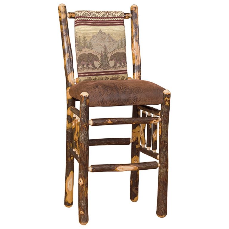 Rustic Hickory Straight Back Stool - Set of 2