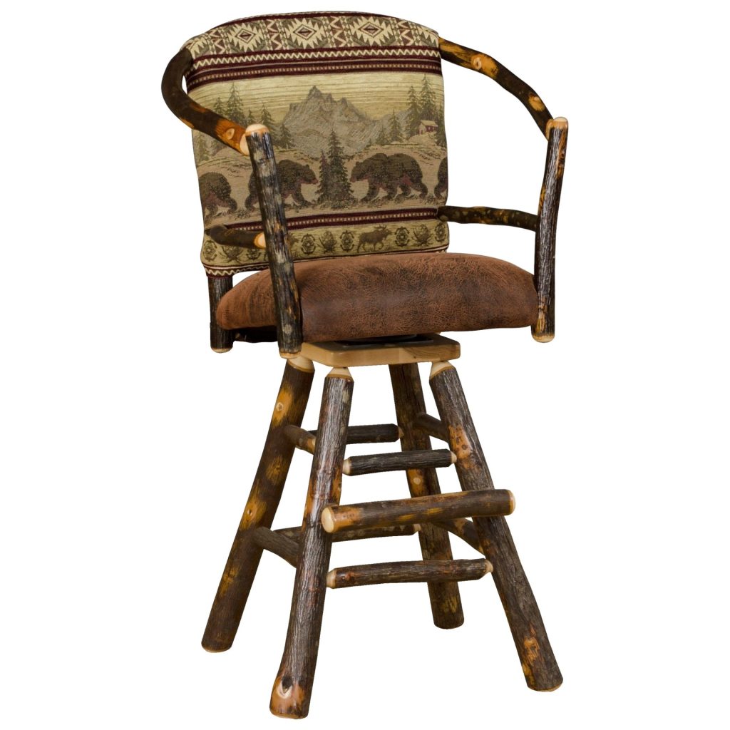 Rustic Hickory Log Swivel Hoop Stool - Set of 2