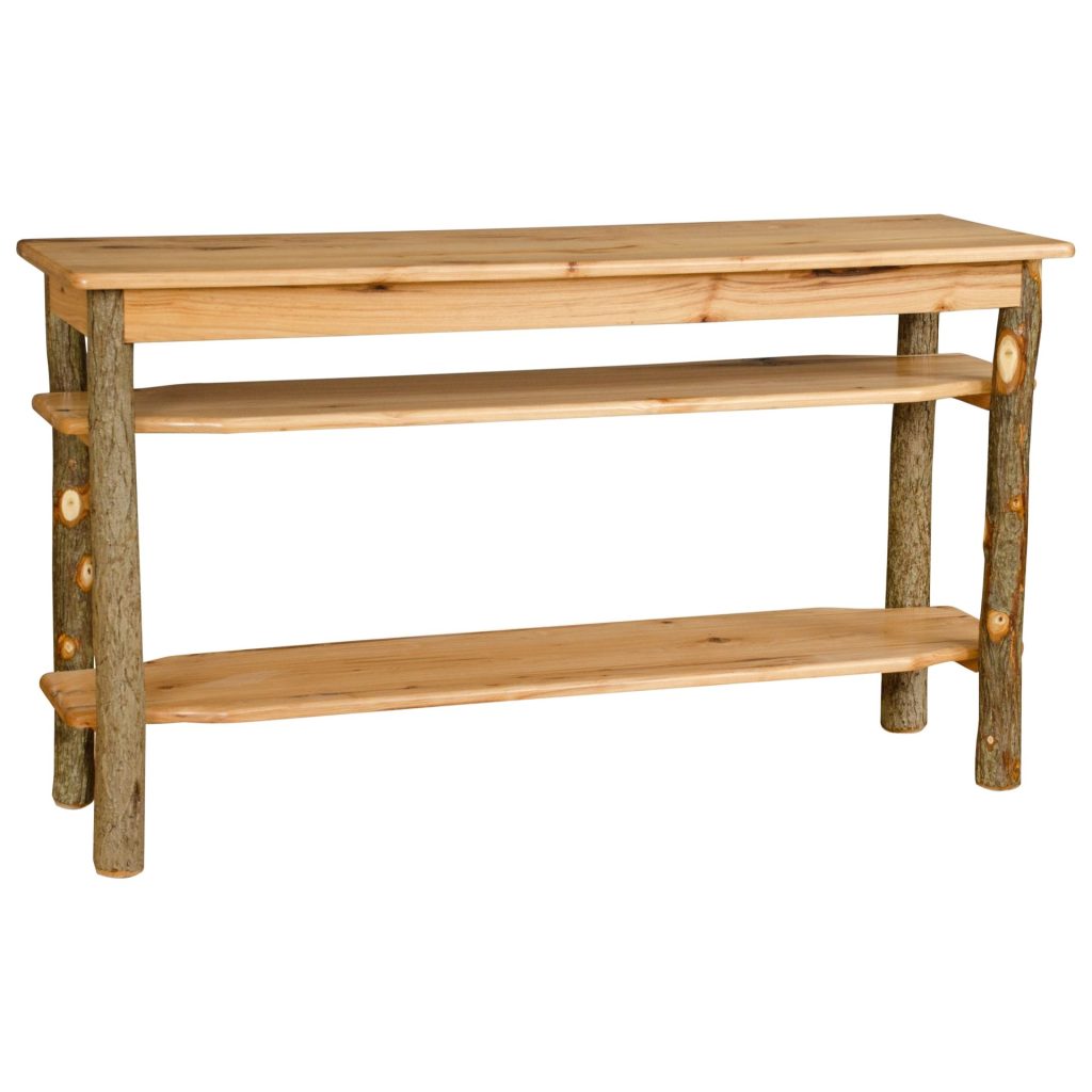 Rustic Hickory Sofa Table with Shelf
