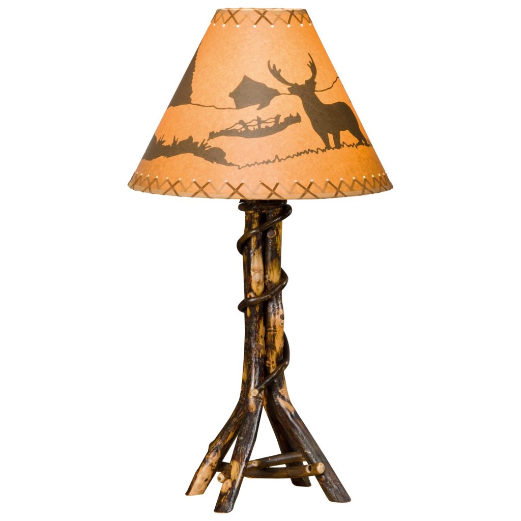 Rustic Hickory Split-Log Table Lamp