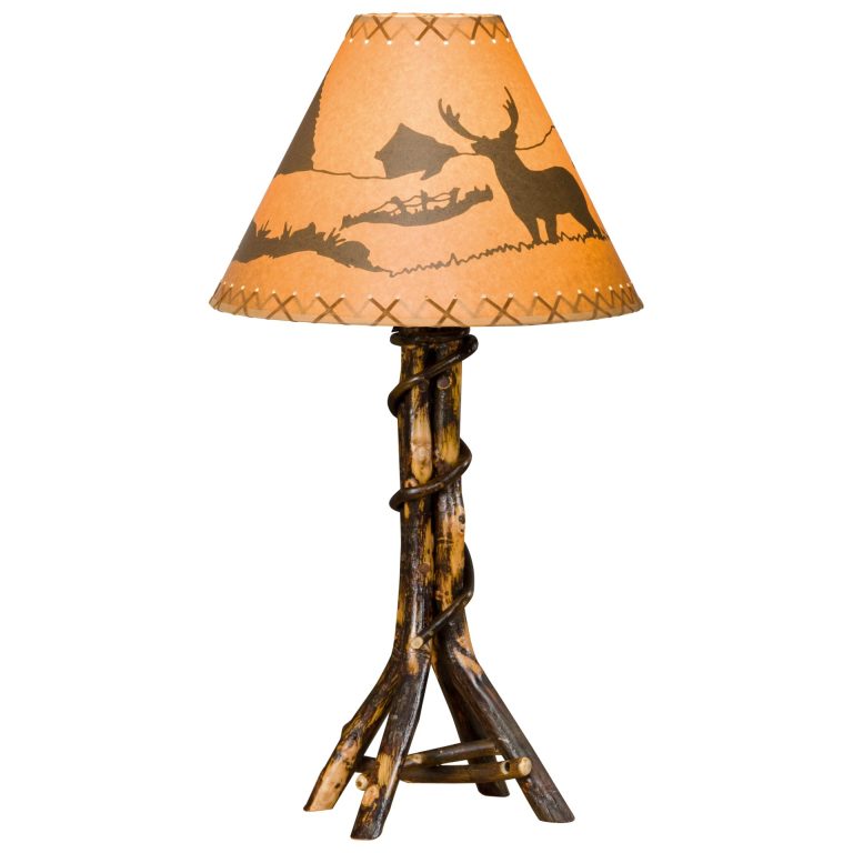 Rustic Hickory Split-Log Table Lamp