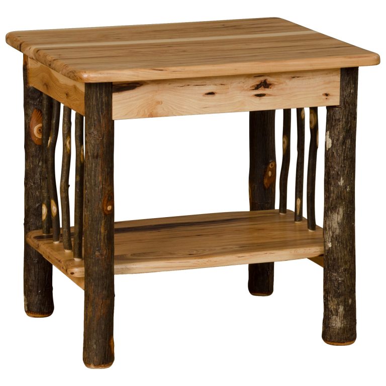 Rustic Hickory End Table with Side Spindles
