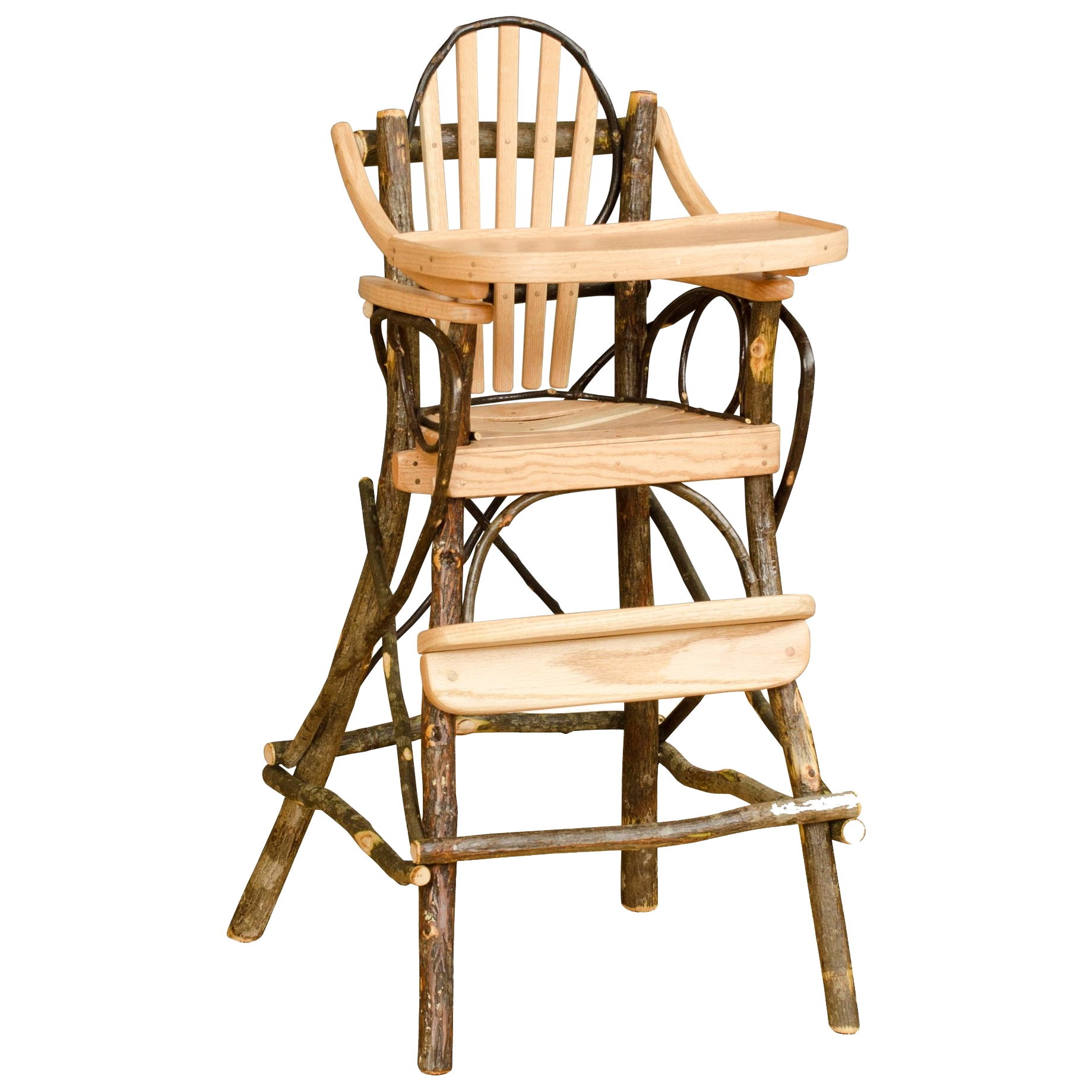 Rustic Hickory High Chair with Flip Tray