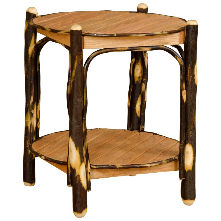 Rustic Hickory Round End Table