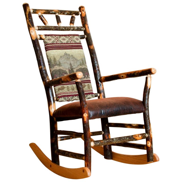 Rustic Hickory Upholstered Rocking Chair