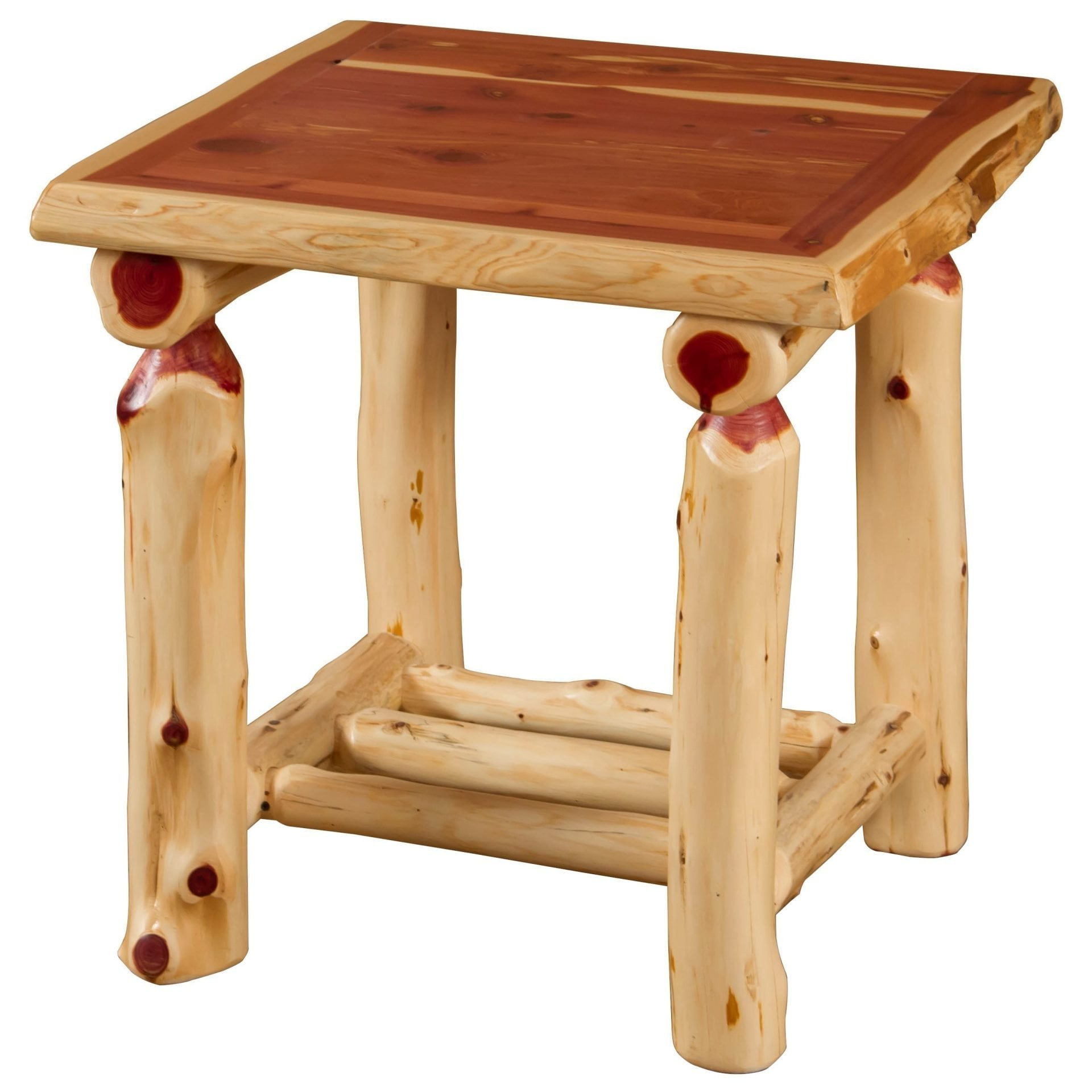 Rustic Red Cedar Log End Table