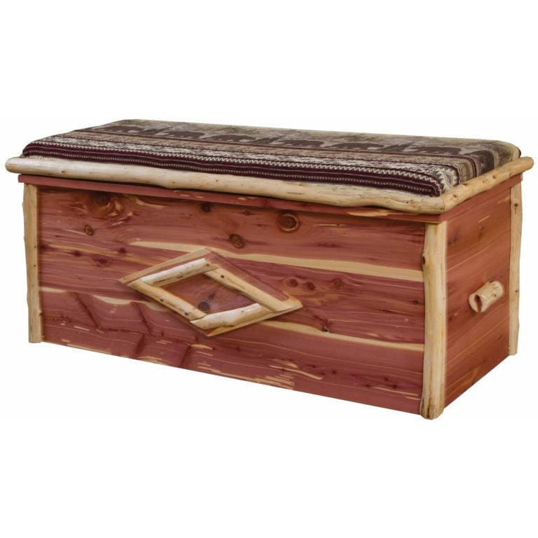 Rustic Red Cedar Log Cushion Top Blanket Chest