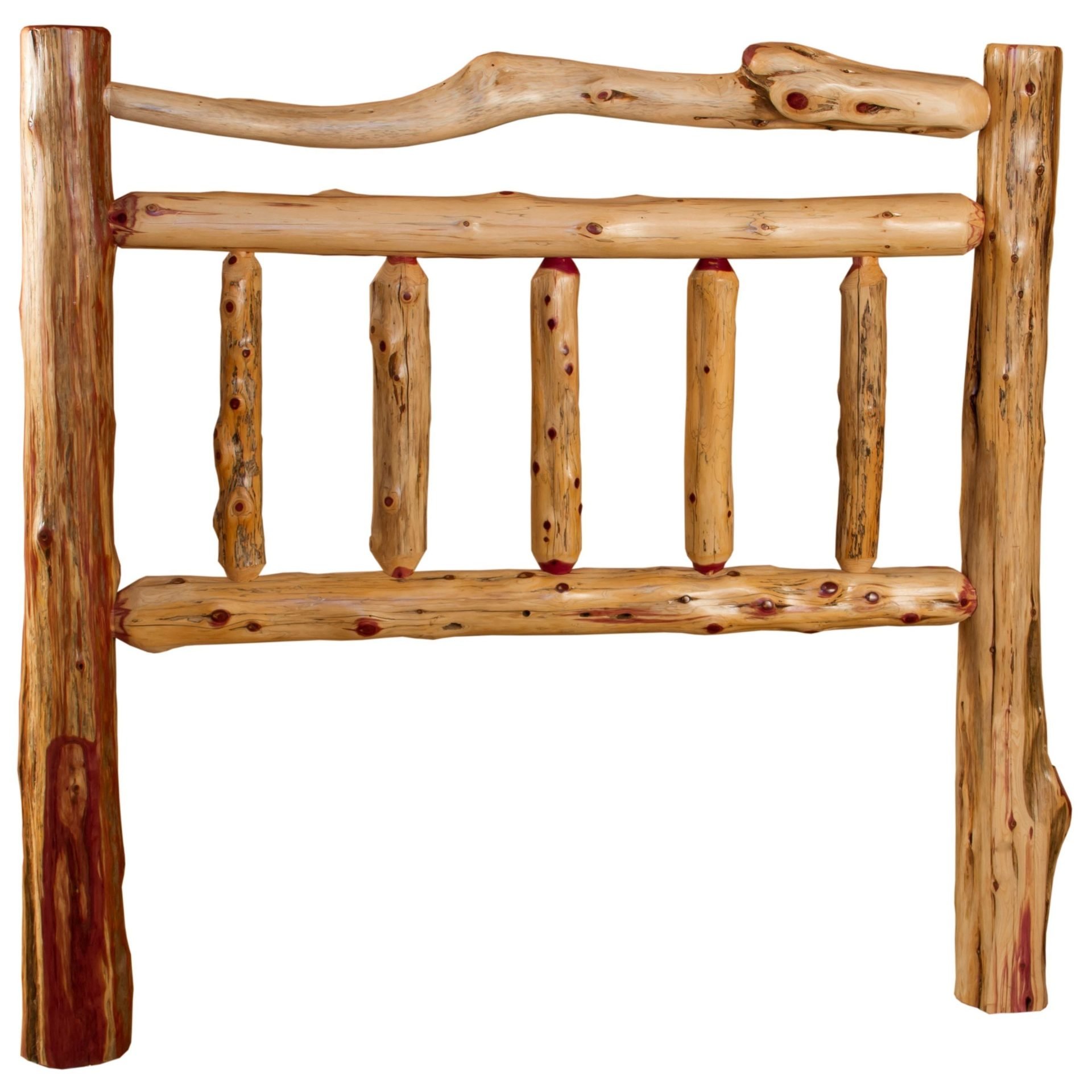 Rustic Red Cedar Log Double Top Rail Headboard