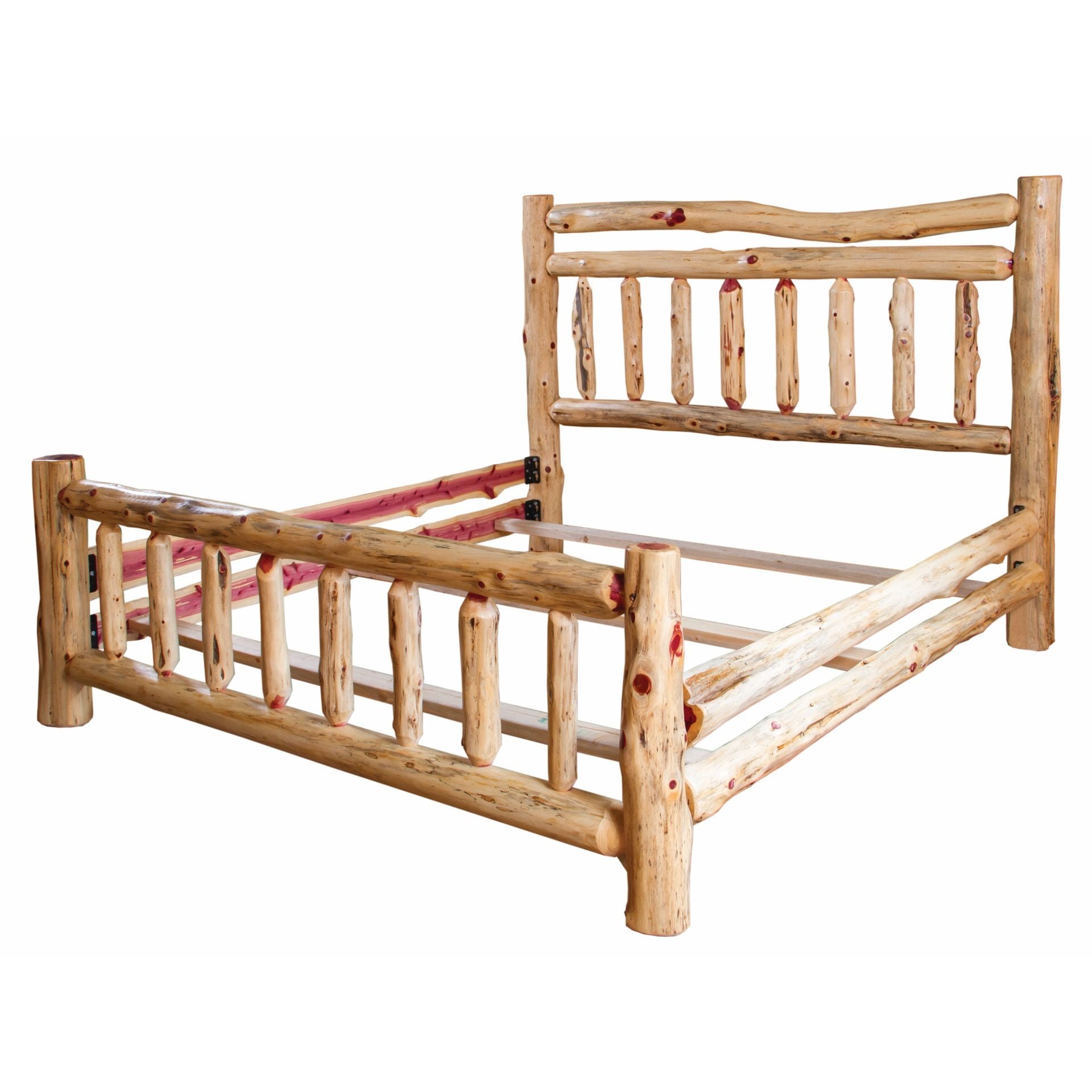 Rustic Red Cedar Log Mission Style Double Top Rail Bed