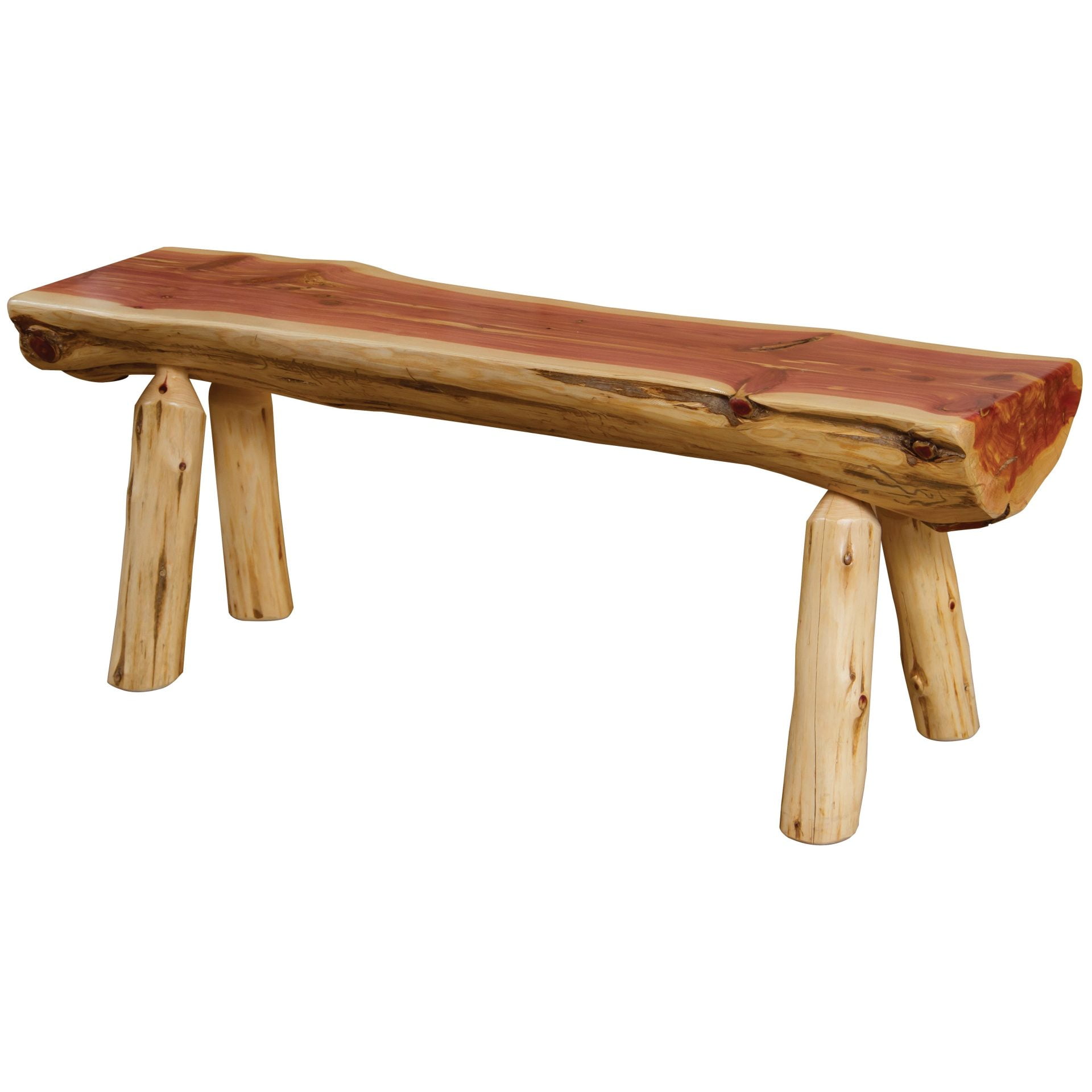 Rustic Red Cedar Half Log Bench