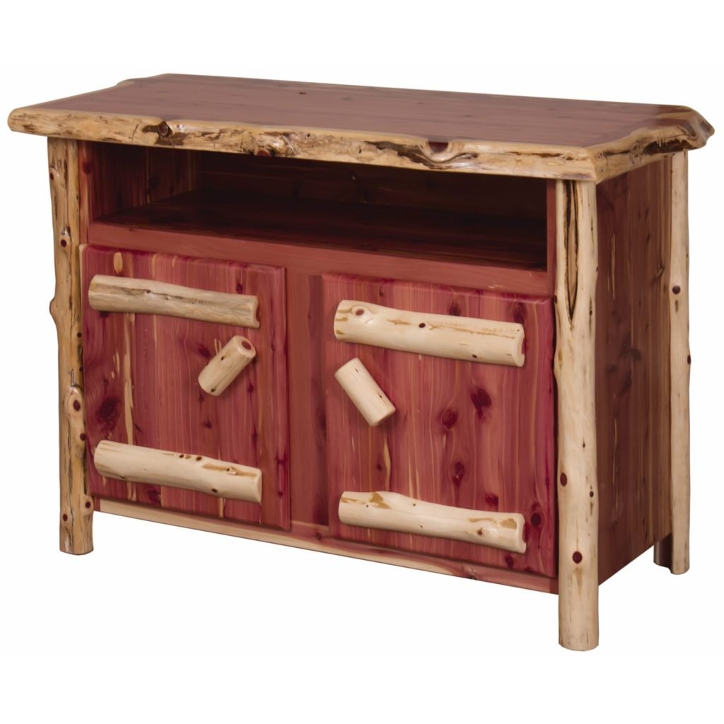 Rustic Red Cedar Log Entertainment Stand