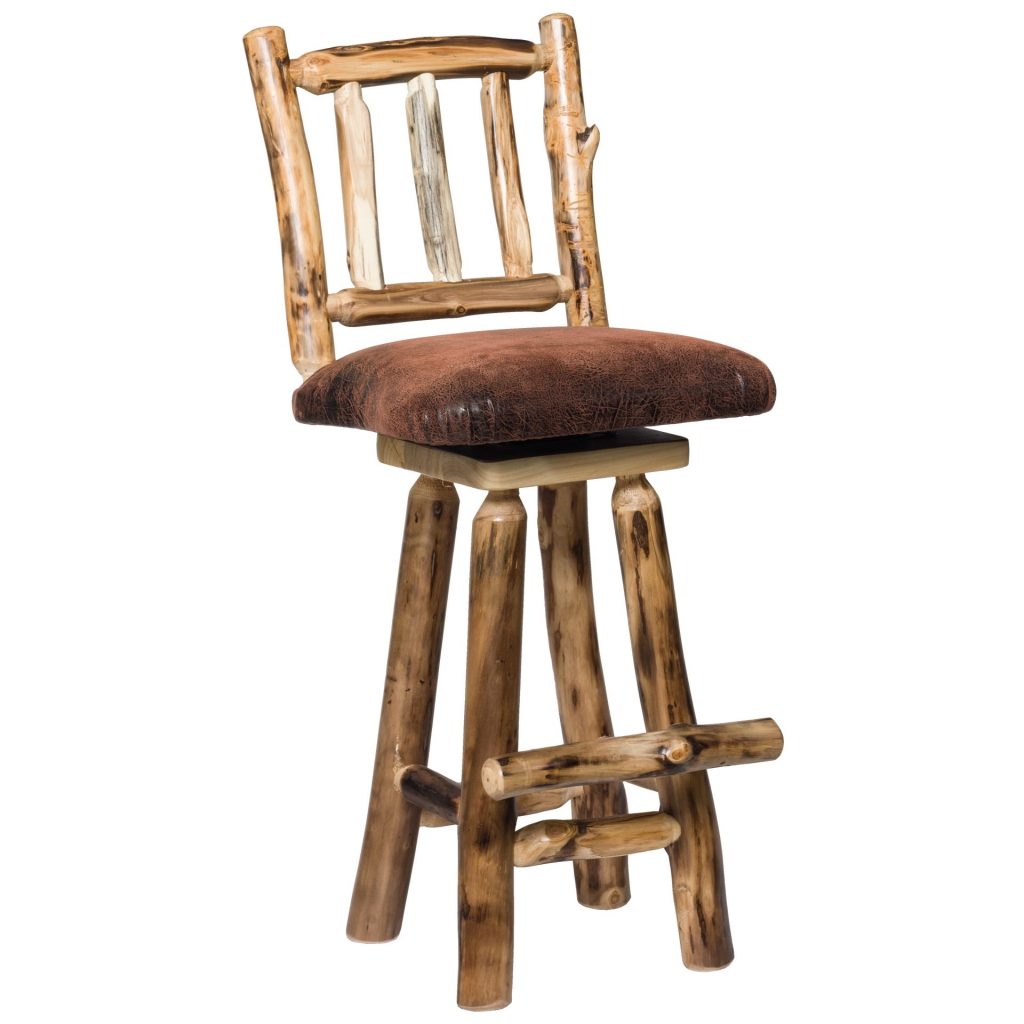 Rustic Aspen Upholstered Swivel Stool