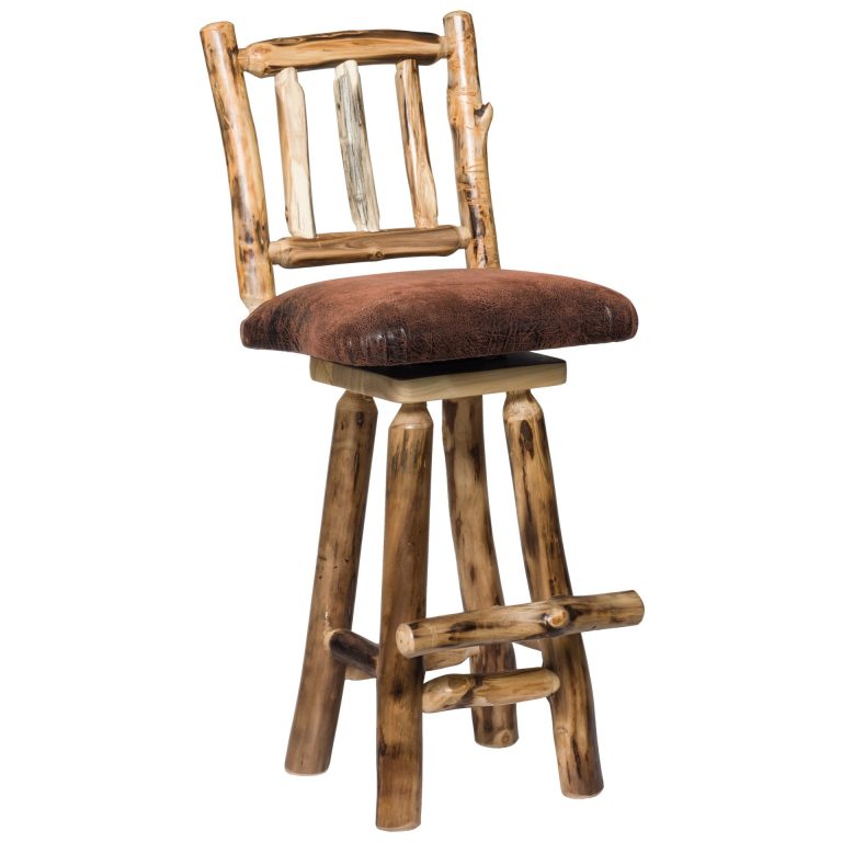 Rustic Aspen Upholstered Swivel Stool