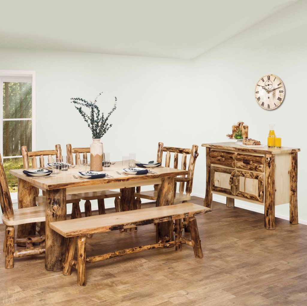 Rustic Aspen Dining Table with 4 Side Chairs