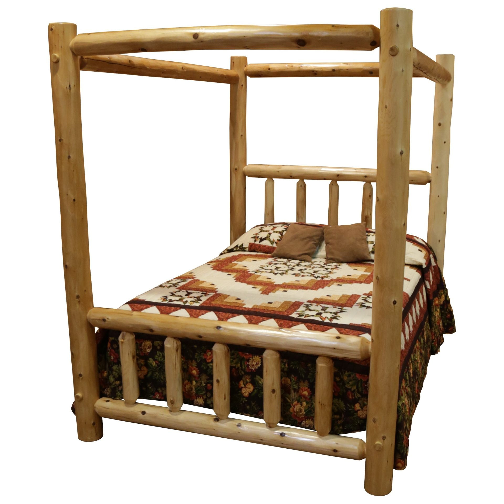 Rustic White Cedar Log Canopy Bed