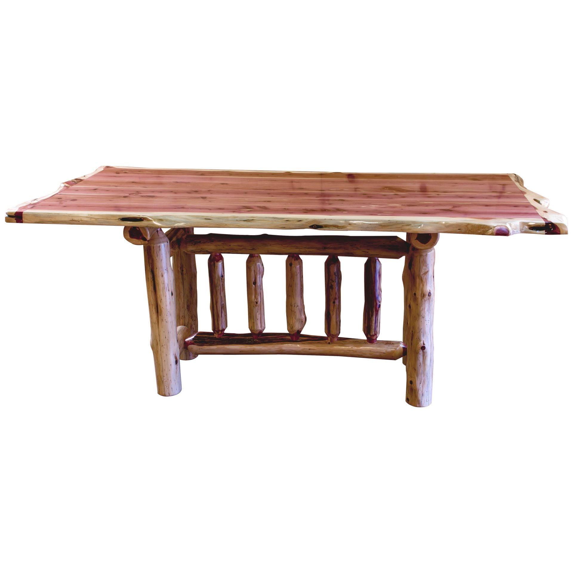 Rustic Red Cedar Log Trestle Dining Table