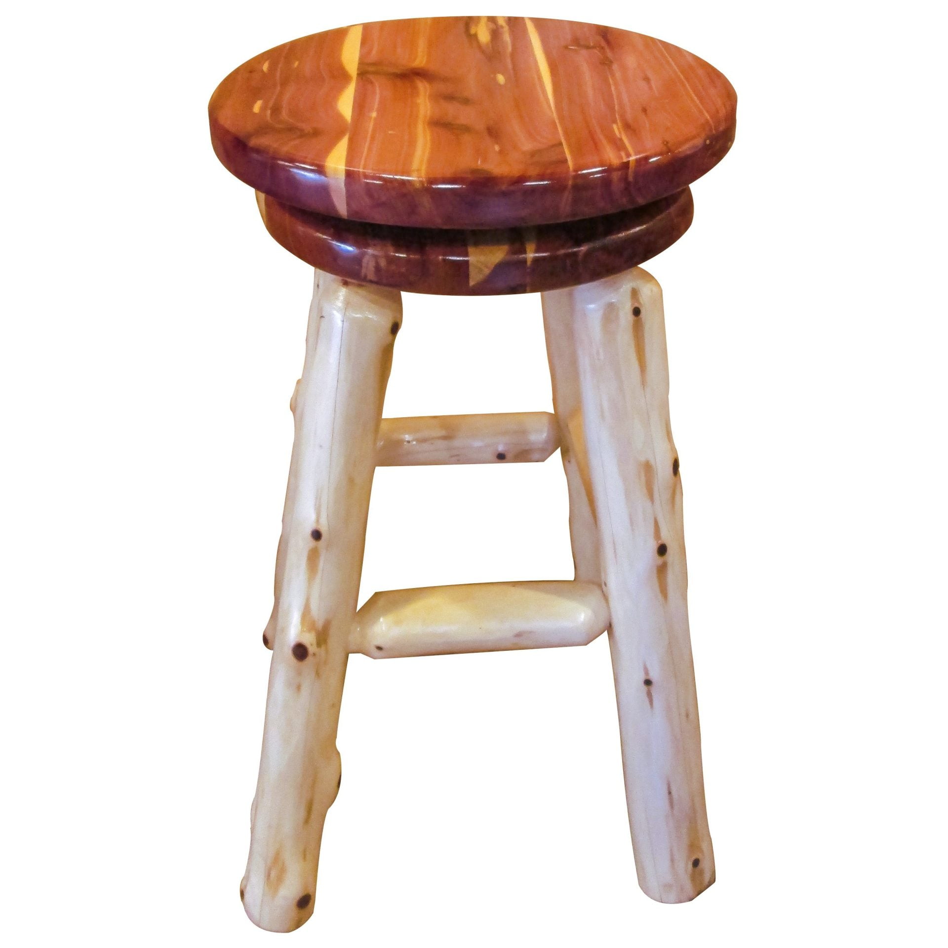 Rustic Red Cedar Log Swivel Barstool