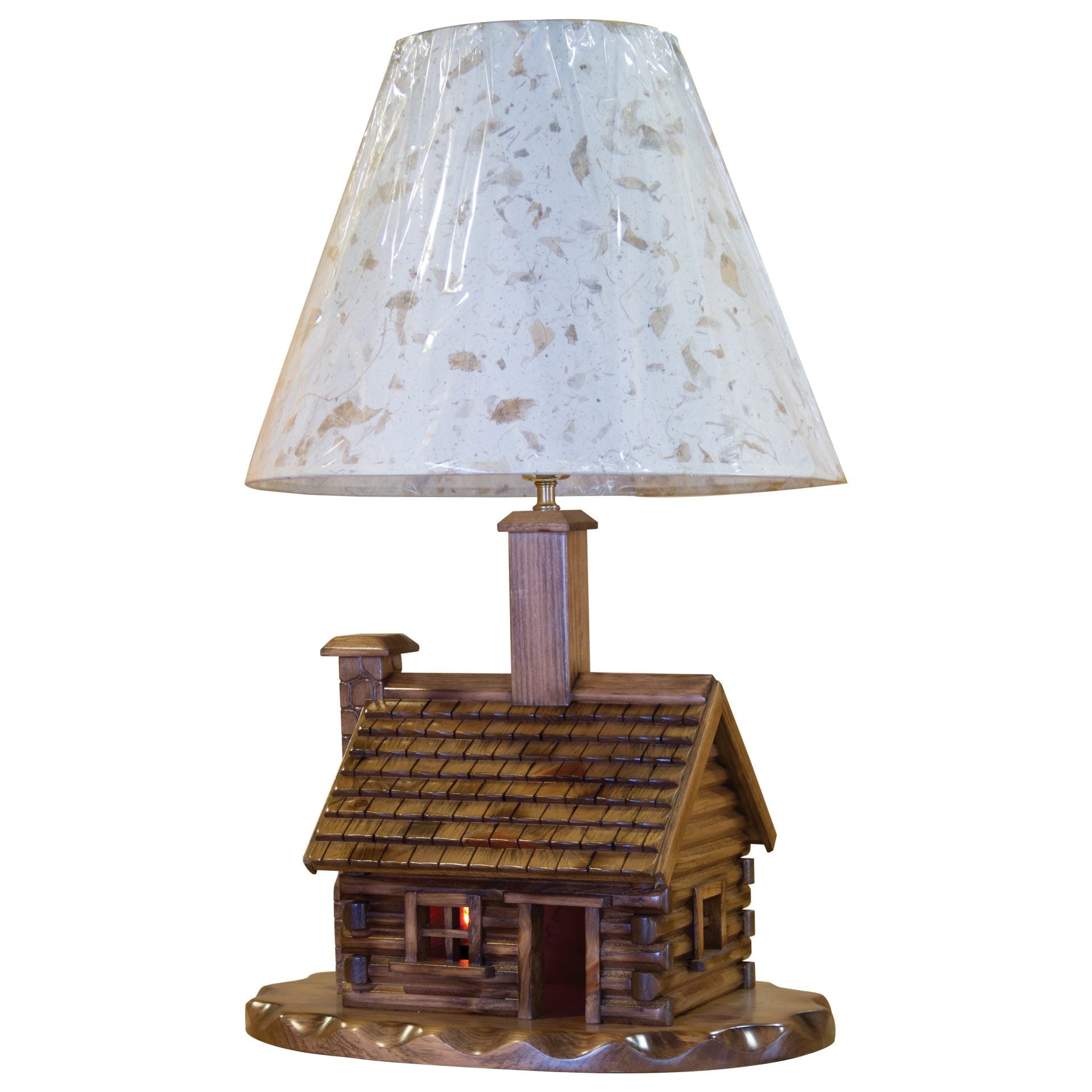 Rustic Pine Log Cabin Lamp