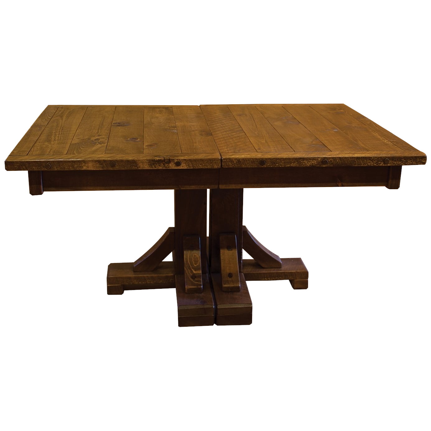 Barnwood Style Timber Peg Pedestal Extension Table