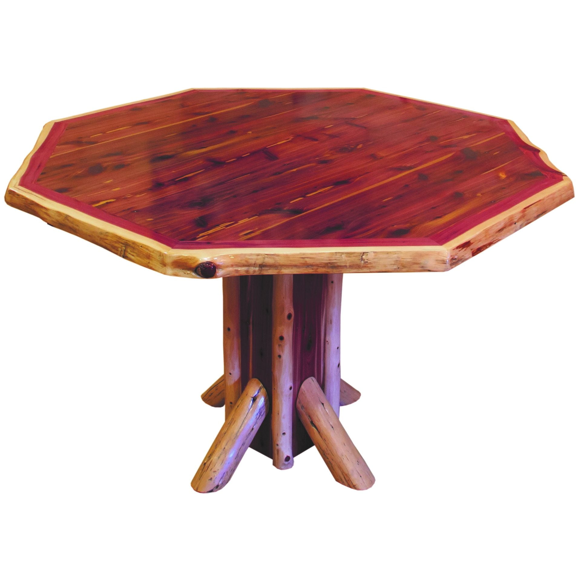 Rustic Red Cedar Log Octagon Table