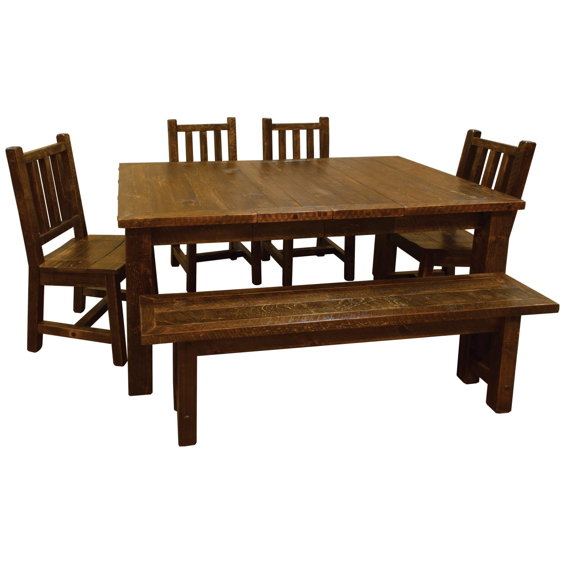 Barnwood Style Timber Peg 6-Piece Extension Dining Set