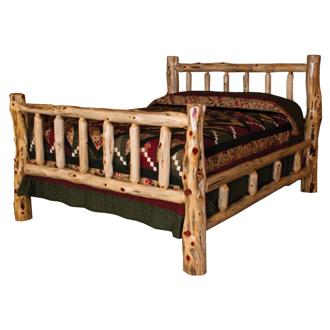 Rustic Red Cedar Log Mission Style Bed with Double Side Rail