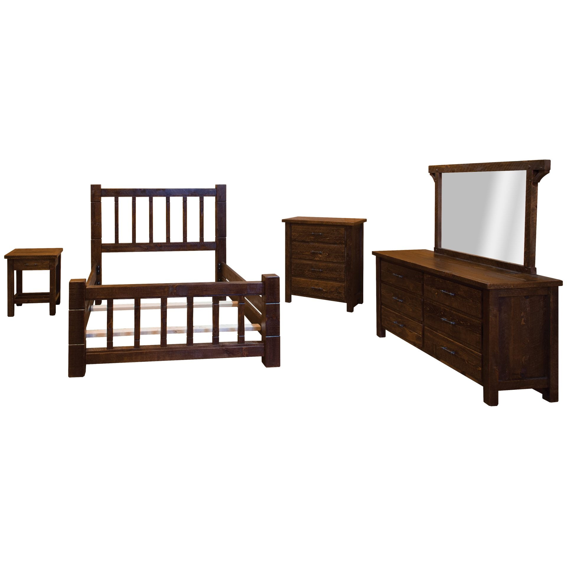 Barnwood Style Timber Peg Mission Bedroom Set