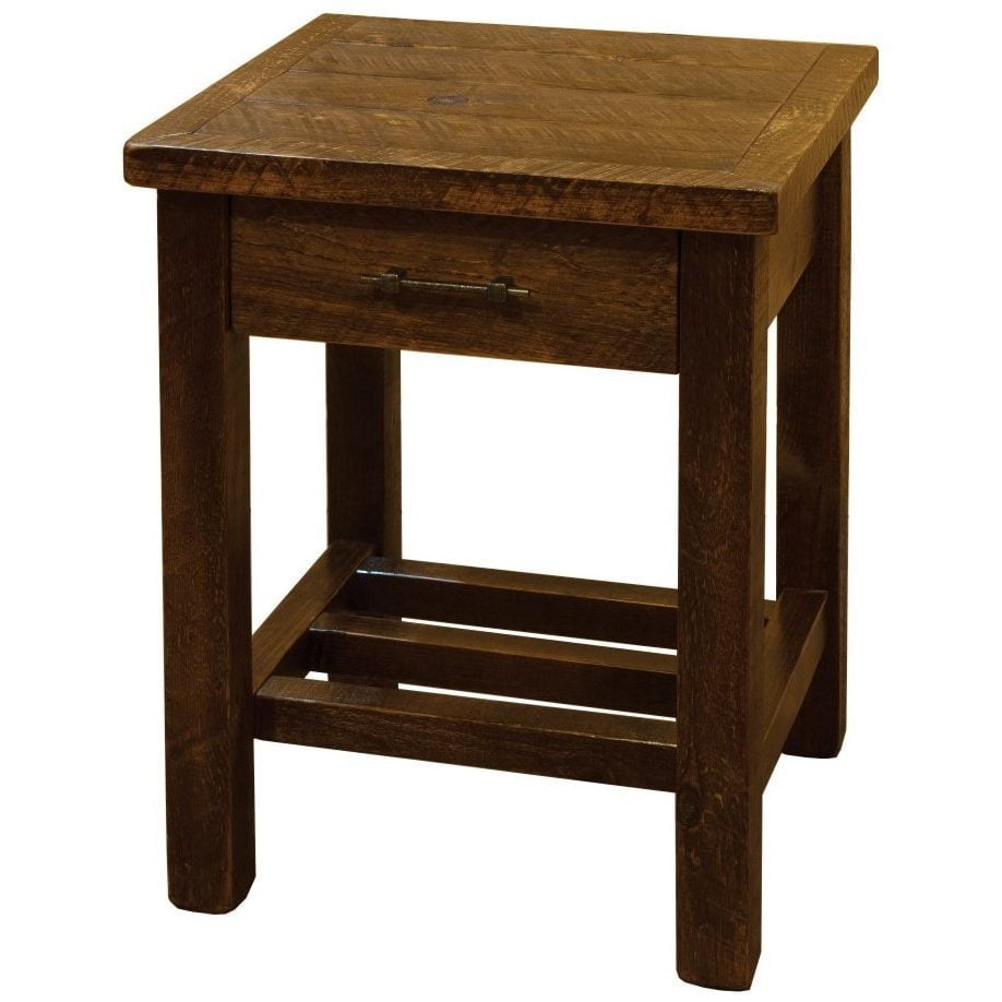 Barnwood Style Timber Peg 1-Drawer End Table