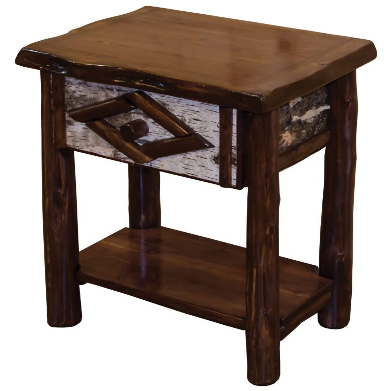 Rustic Red Cedar Log Adirondack Style 1-Drawer Nightstand