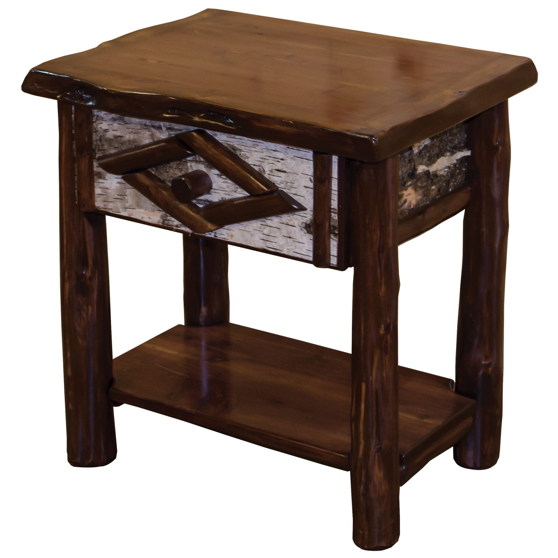 Rustic Red Cedar Log Adirondack Collection 1-Drawer End Table
