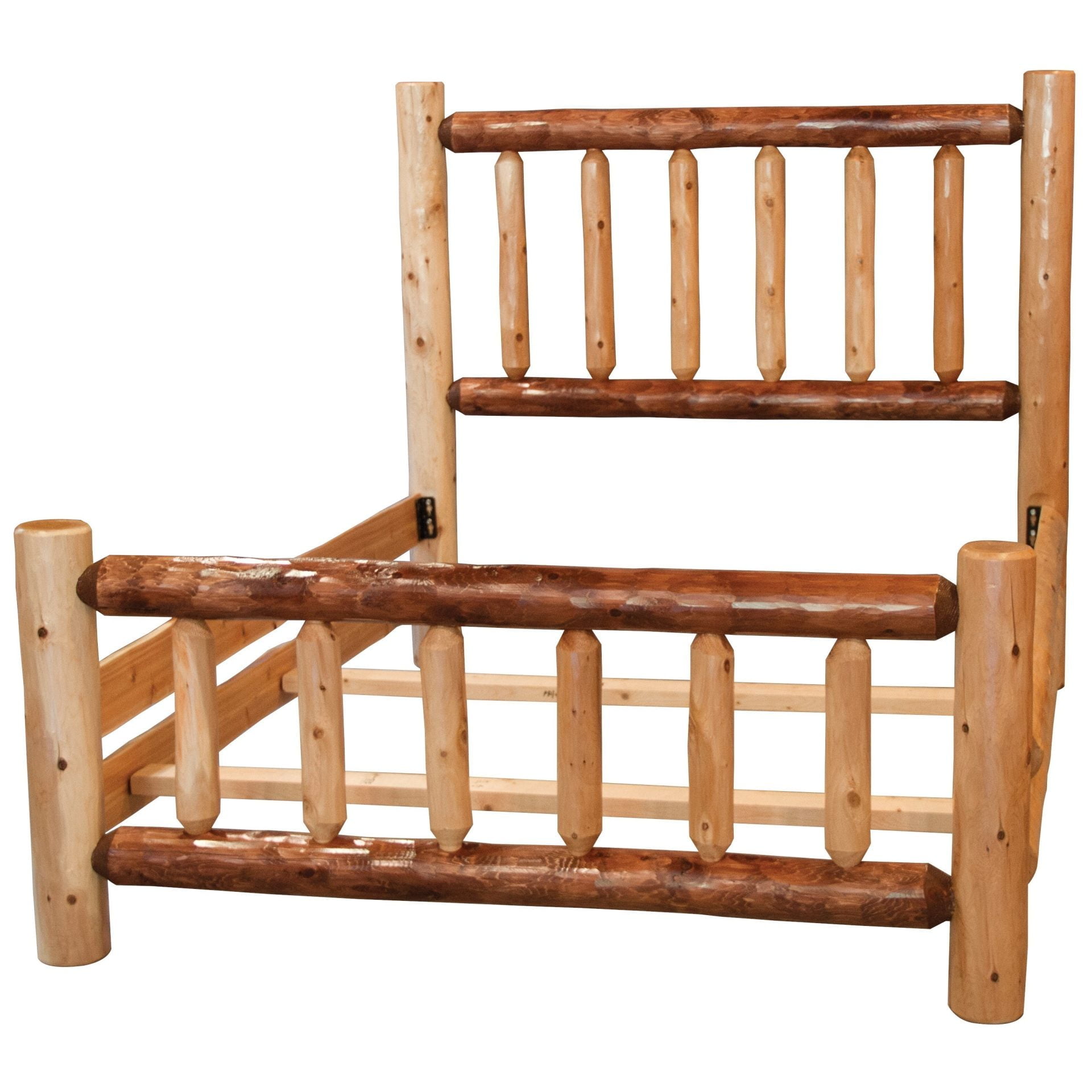 Rustic Two-Tone White Cedar Log Mission Style Bed