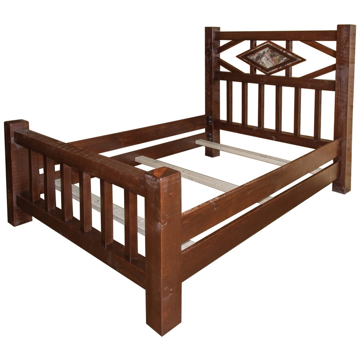 Barnwood Style Timber Peg Diamond Bed