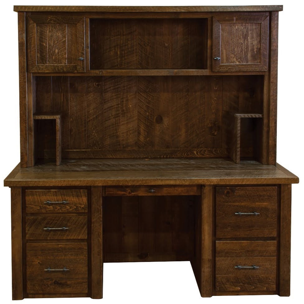 Barnwood Style Timber Peg Executive Desk with Hutch