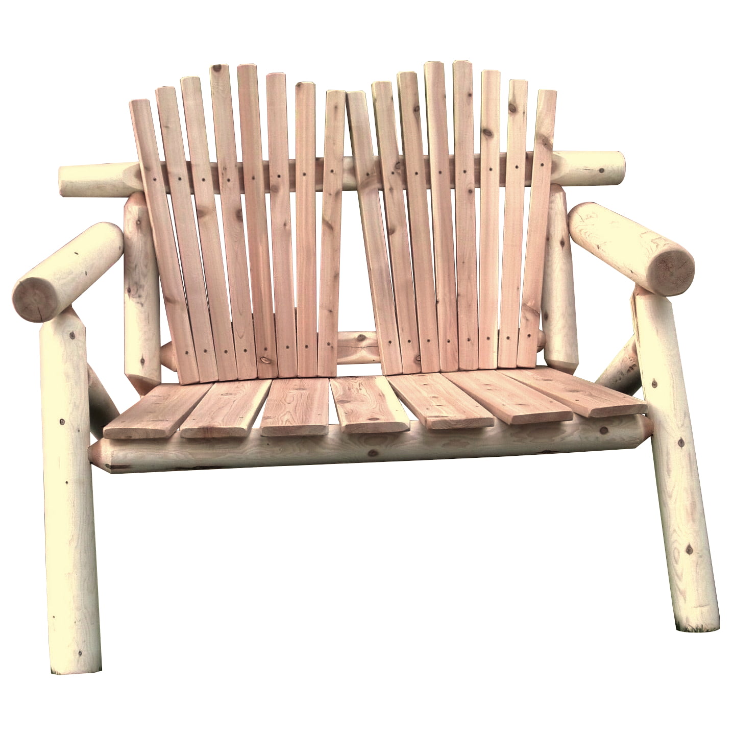 Outdoor White Cedar Log Adirondack Love Seat