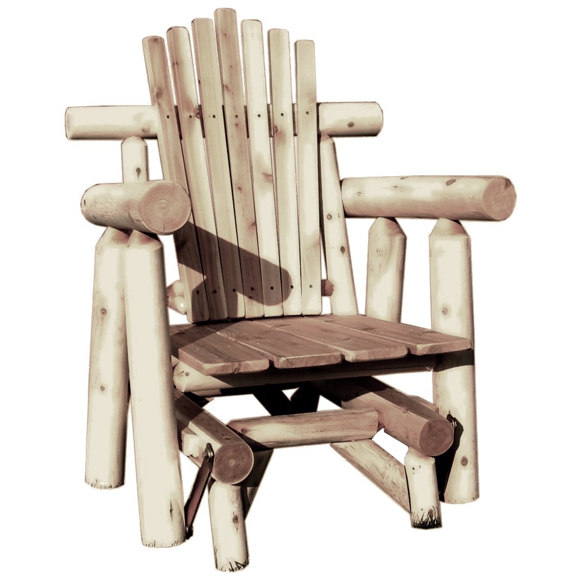 Outdoor White Cedar Log Adirondack Glider Chair