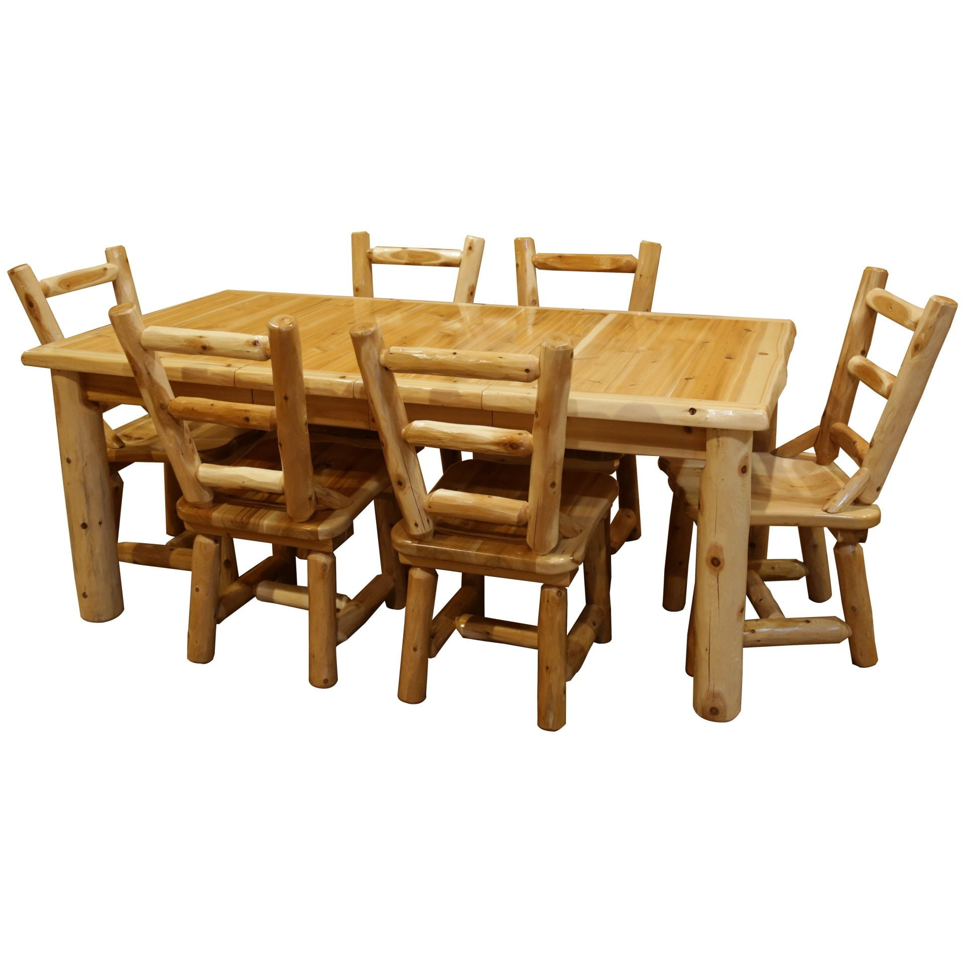 Rustic White Cedar Log 7-Piece Extension Dining Set