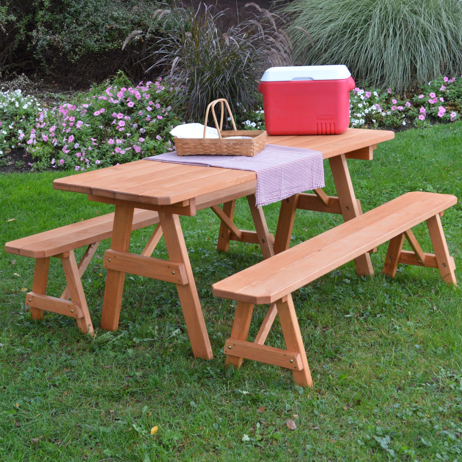 Pressure Treated Pine Traditional Table with Benches