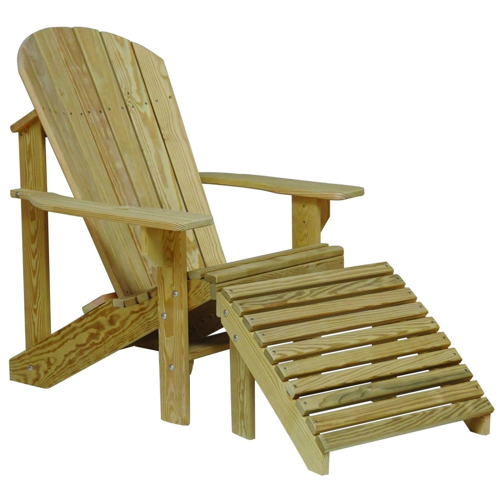 Unfinished Cypress Wood Adirondack Chair with Footrest