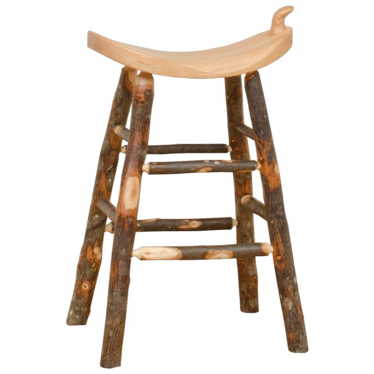 Rustic Hickory Western Saddle Stool