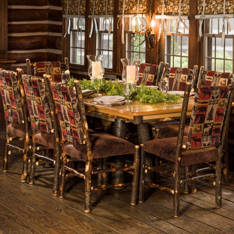 Rustic Hickory Trestle Dining Set