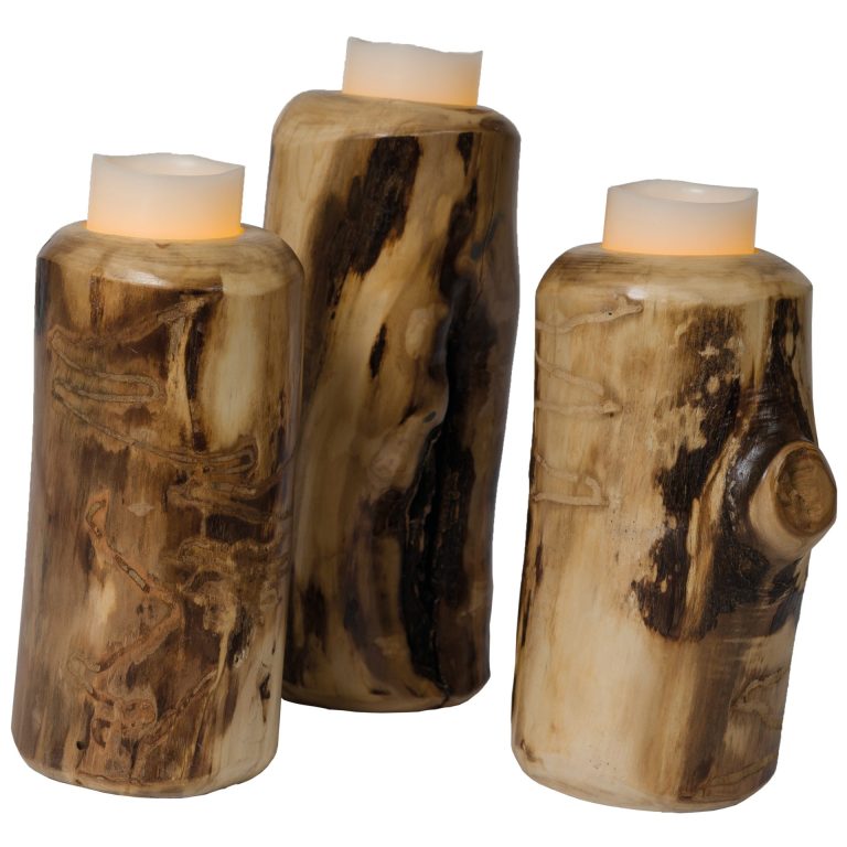 Set of 3 Rustic Aspen Candle Holders